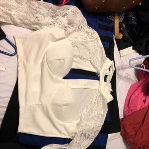 White lace crop top